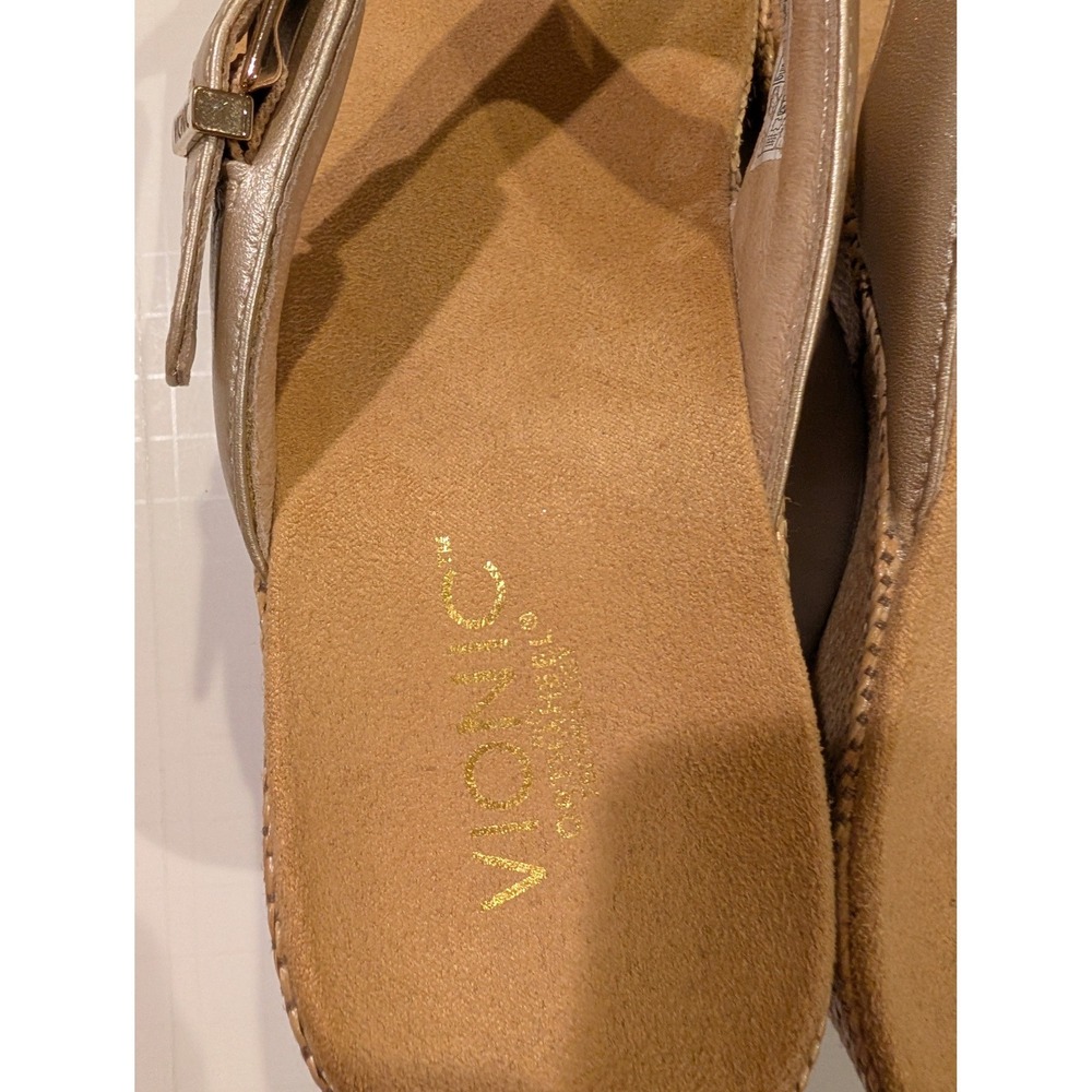 Vionic Polina Orthaheel Champagne Gold Metallic Wedge Sandals Womens 8 38 - Picture 5 of 10